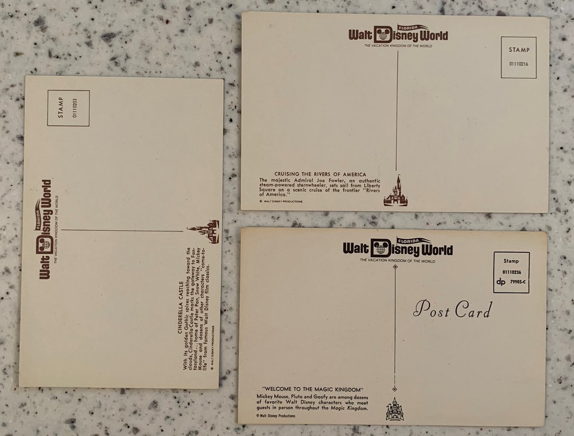 Vintage Walt Disney World Postcards From Grand Opening Year Etsy
