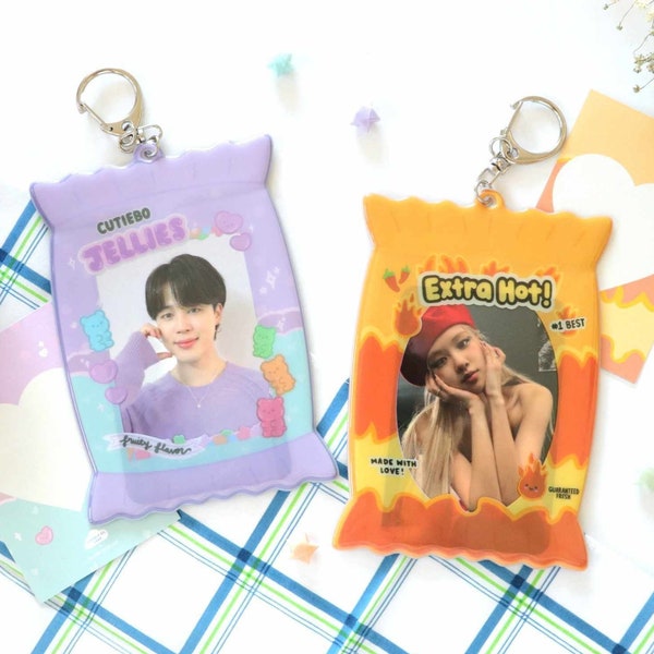 K-pop photocard holder - hot chips - sweet jellies - snack - boba - kawaii cute