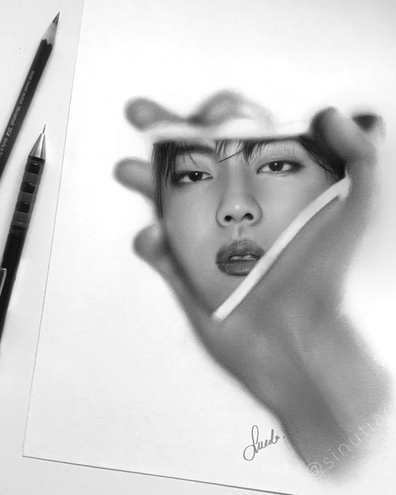 인물 스케치 (Portrait Sketch) -drawing BTS Jin | Semi realistic style - YouTube