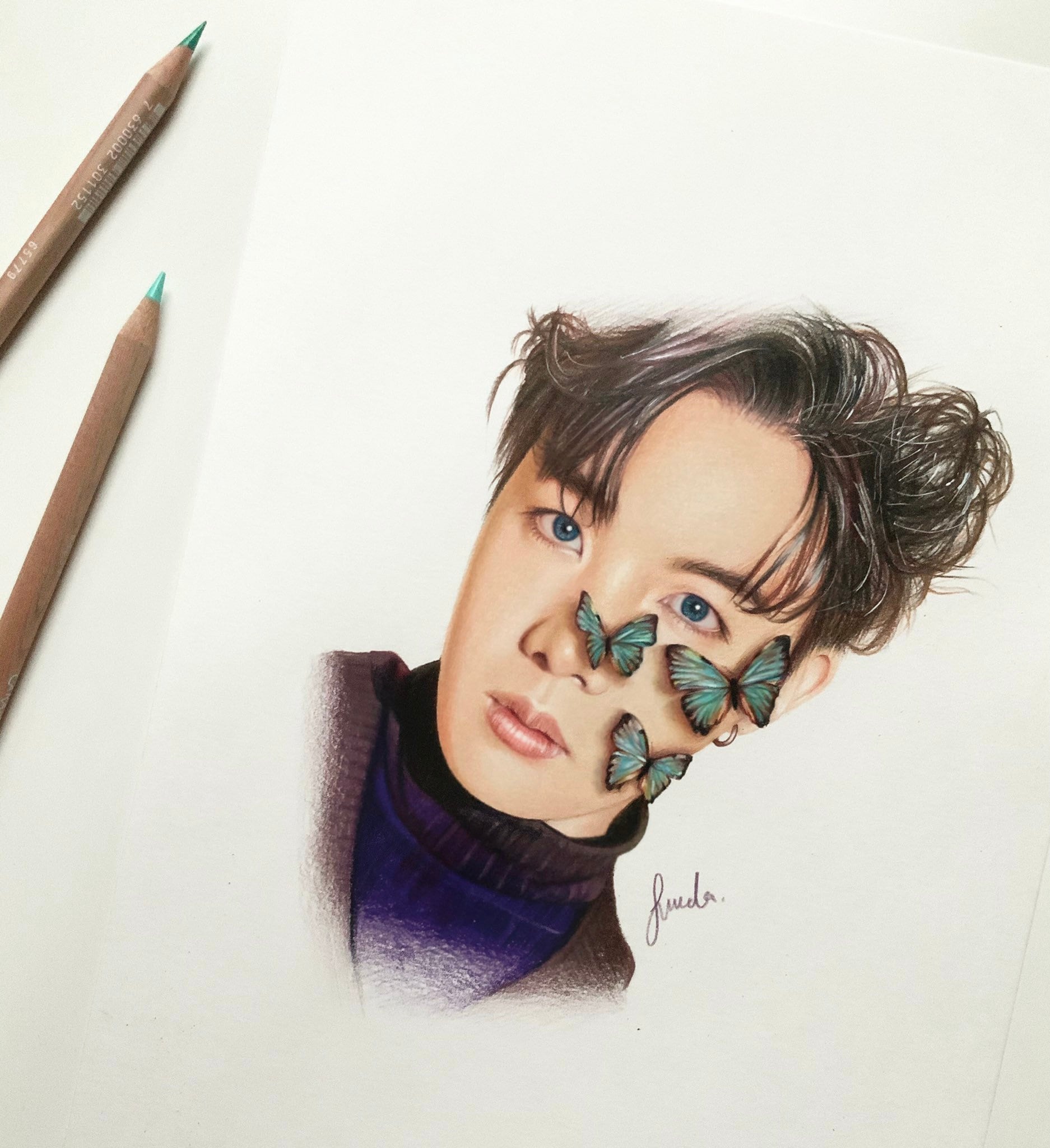 BTS J-Hope dibujo a lápiz de color: PRINT de fanart original - Etsy México