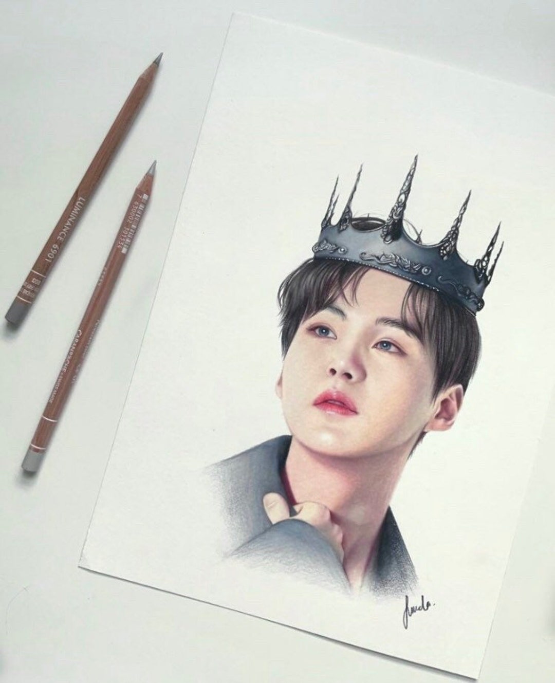 BTS Suga colored pencil drawing, BTS fan art Tote Bag by jaeho