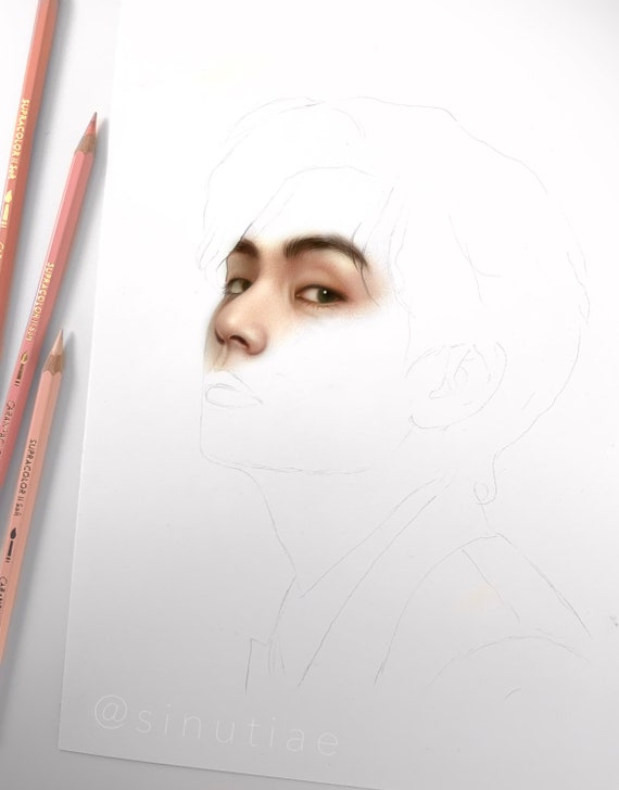 BTS V Kim Taehyung Drawing // BTS Drawing // BTS - YouTube