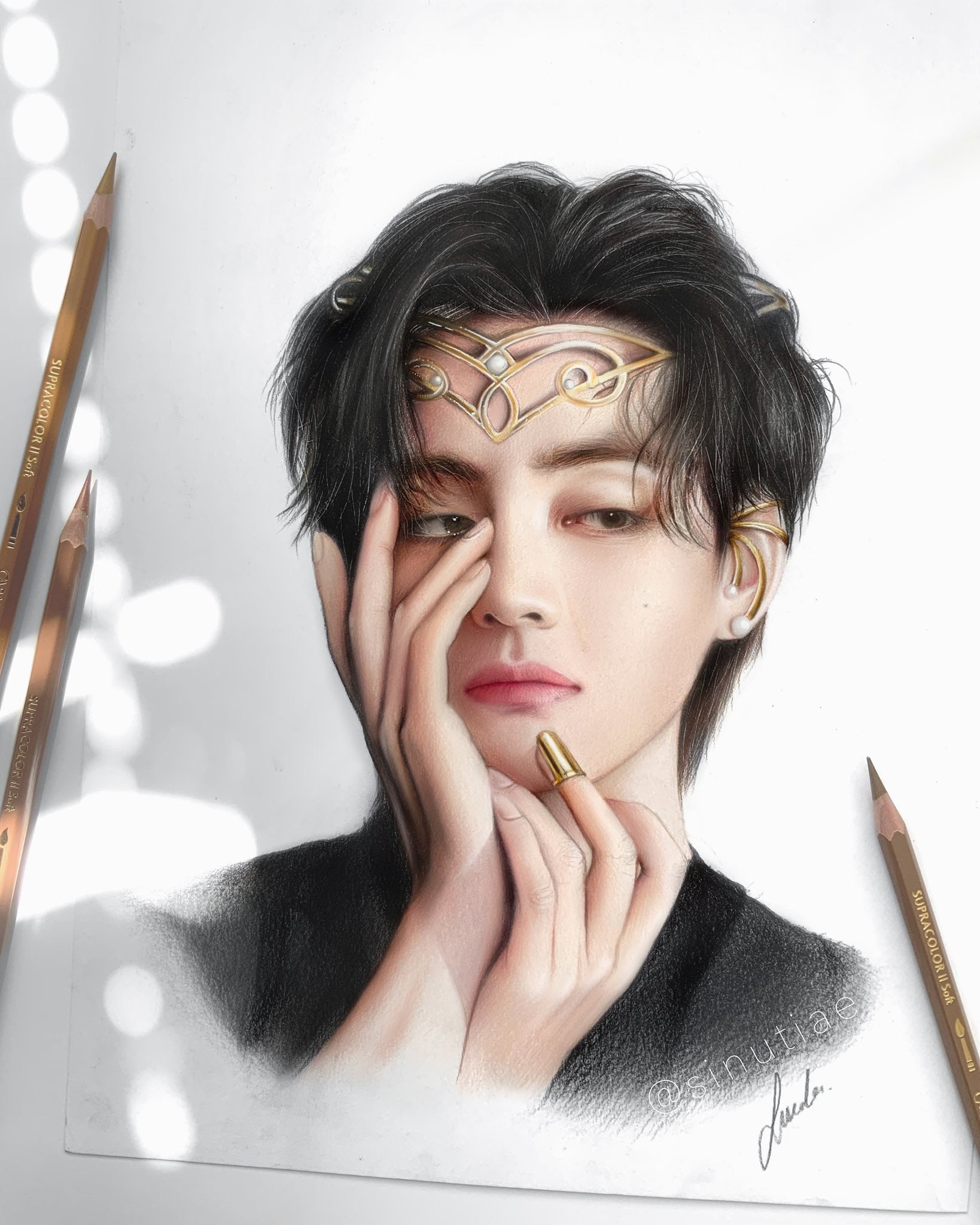 BTS V crown Themed Drawing PRINT From Original Fanart Etsy