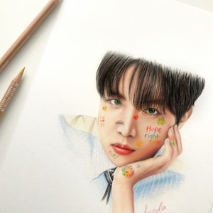 BTS J-HOPE “Hobicore” colored pencil drawing : PRINT from original fanart