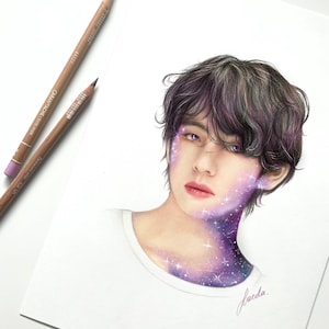 BTS V Galaxy themed drawing : PRINT from original fanart