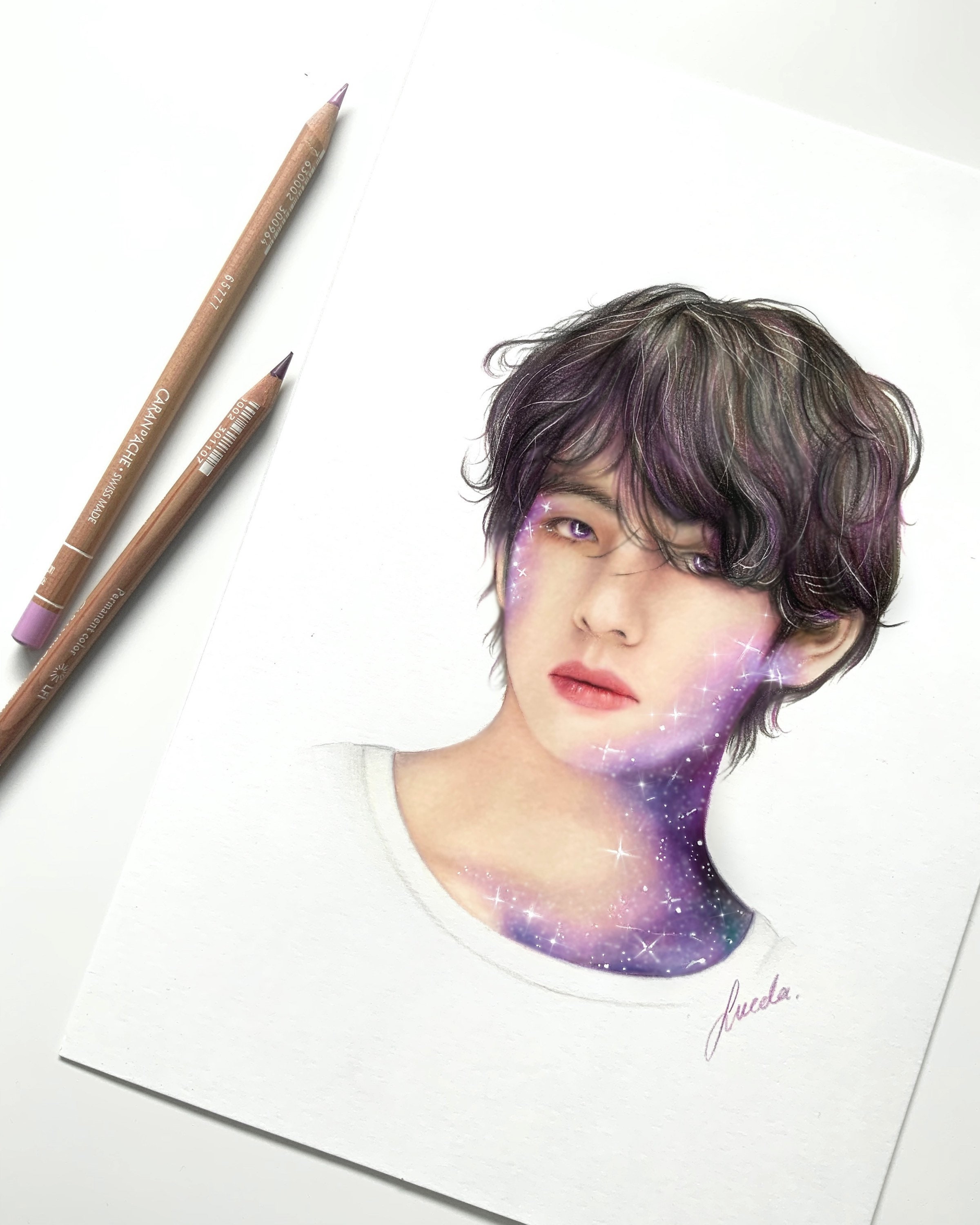 BTS V (Kim Taehyung) colored pencil drawing, BTS fan art Tote Bag