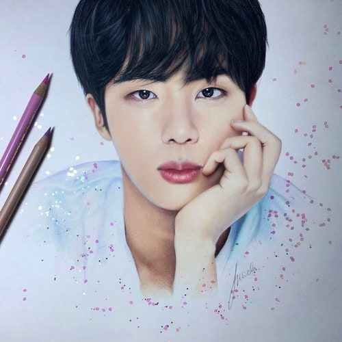 BTS Jin Colored Pencil Drawing : PRINT From Original Fanart - Etsy New  Zealand