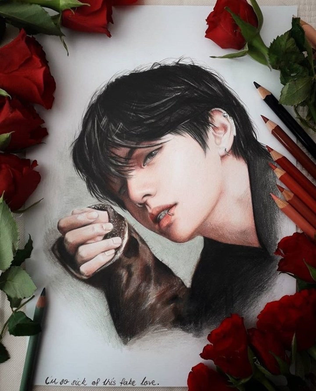 BTS V Colored Pencil Drawing : PRINT From Original Fanart - Etsy UK