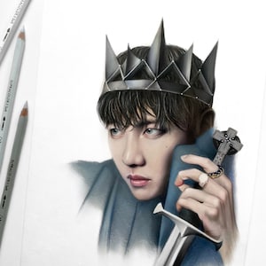 BTS J-Hope &quot;King&quot; themed colored pencil drawing : PRINT from original fanart