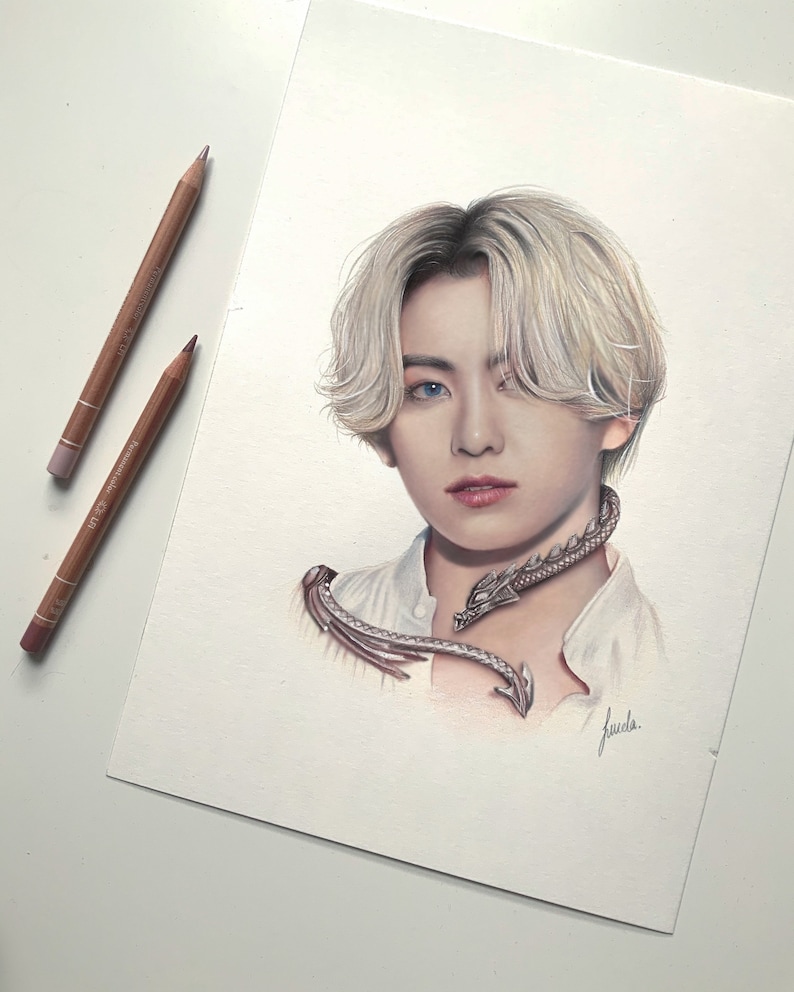 BTS Jungkook Colored Pencil Drawing : PRINT From Original - Etsy