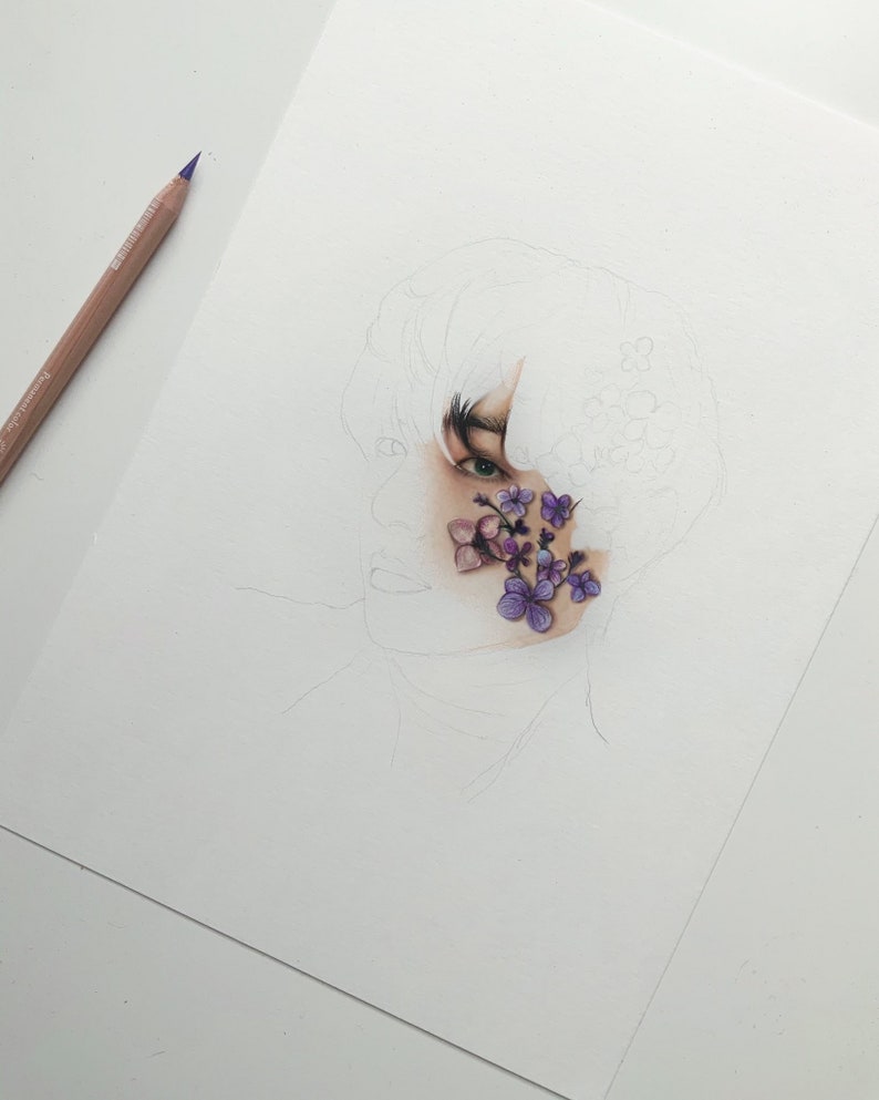 BTS V Colored Pencil Drawing : PRINT From Original Fanart | Etsy