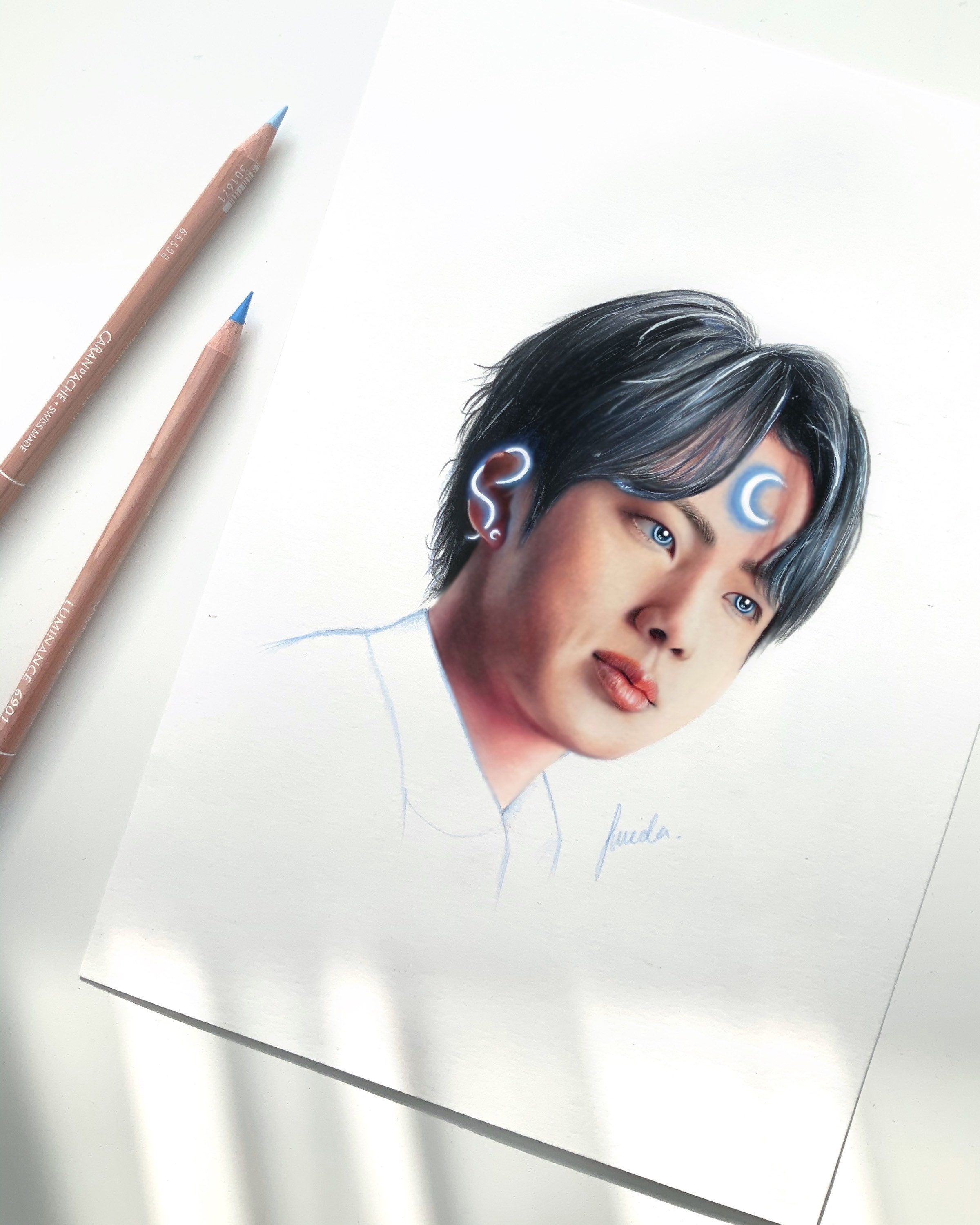 絵画 BTS BTS ジン「ムーン」の絵：オリジナルファンアートからのプリント