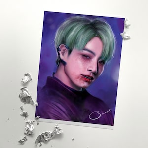 BTS Jungkook ‘vampire’ themed digital drawing : PRINT from original fanart