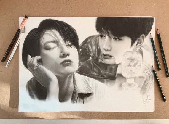 BTS fineart 額縁付き BTS 防弾少年団 TAEHYUNG V フォトフレーム A4 額縁 + スロ② BTS 防弾少年