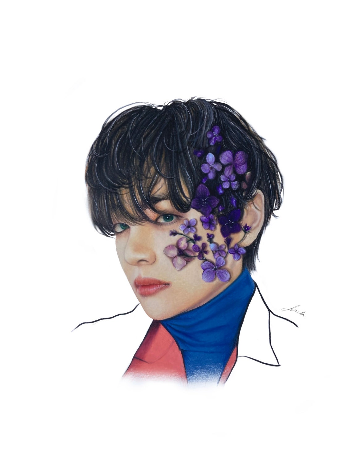 BTS V Colored Pencil Drawing : PRINT From Original Fanart | Etsy