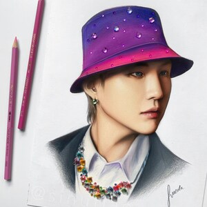 BTS Suga colored pencil drawing : PRINT from original fanart