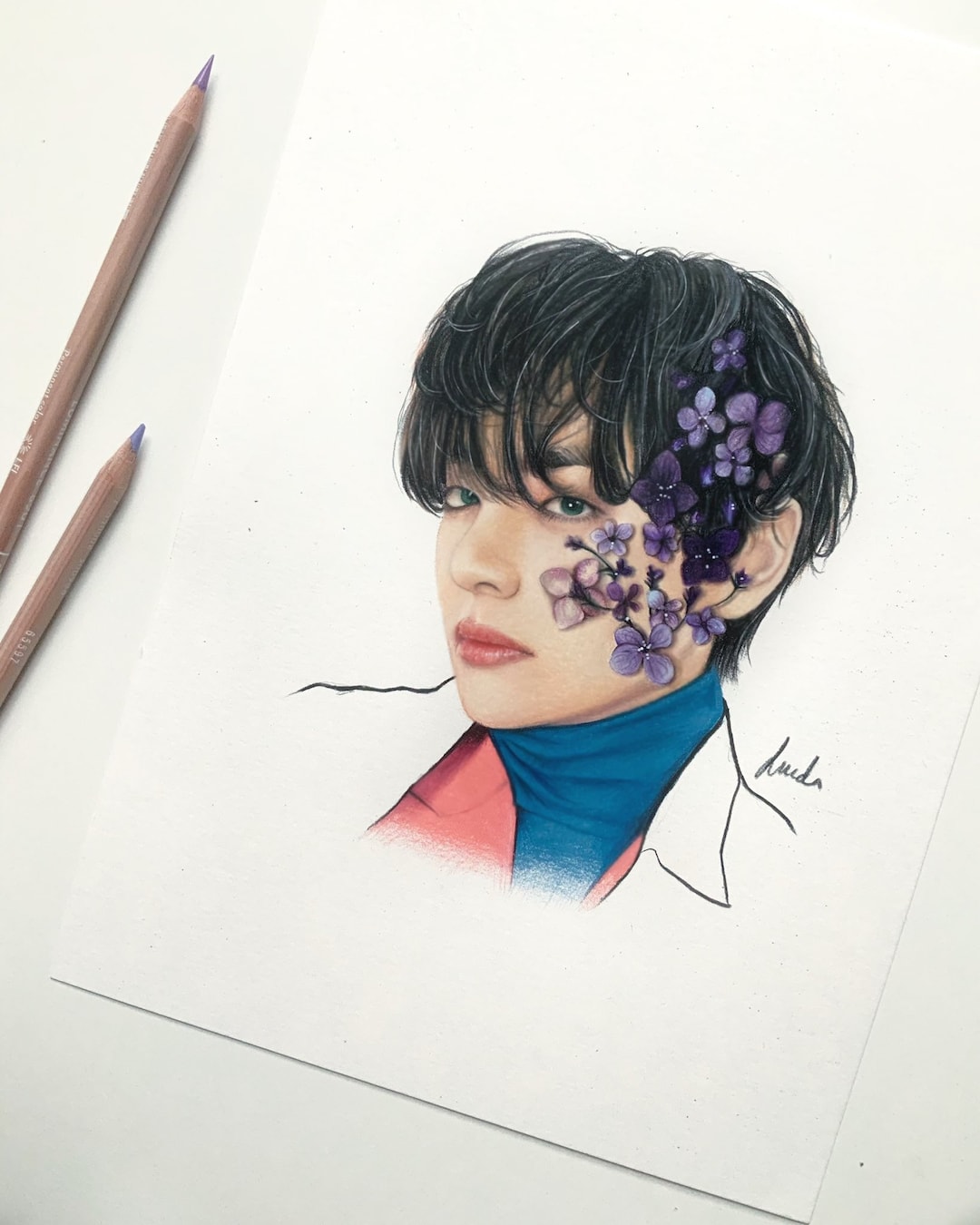 BTS V Colored Pencil Drawing : PRINT From Original Fanart - Etsy
