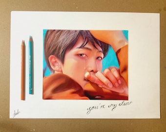 Dibujo a lápiz de color BTS RM: IMPRESIÓN del fanart original