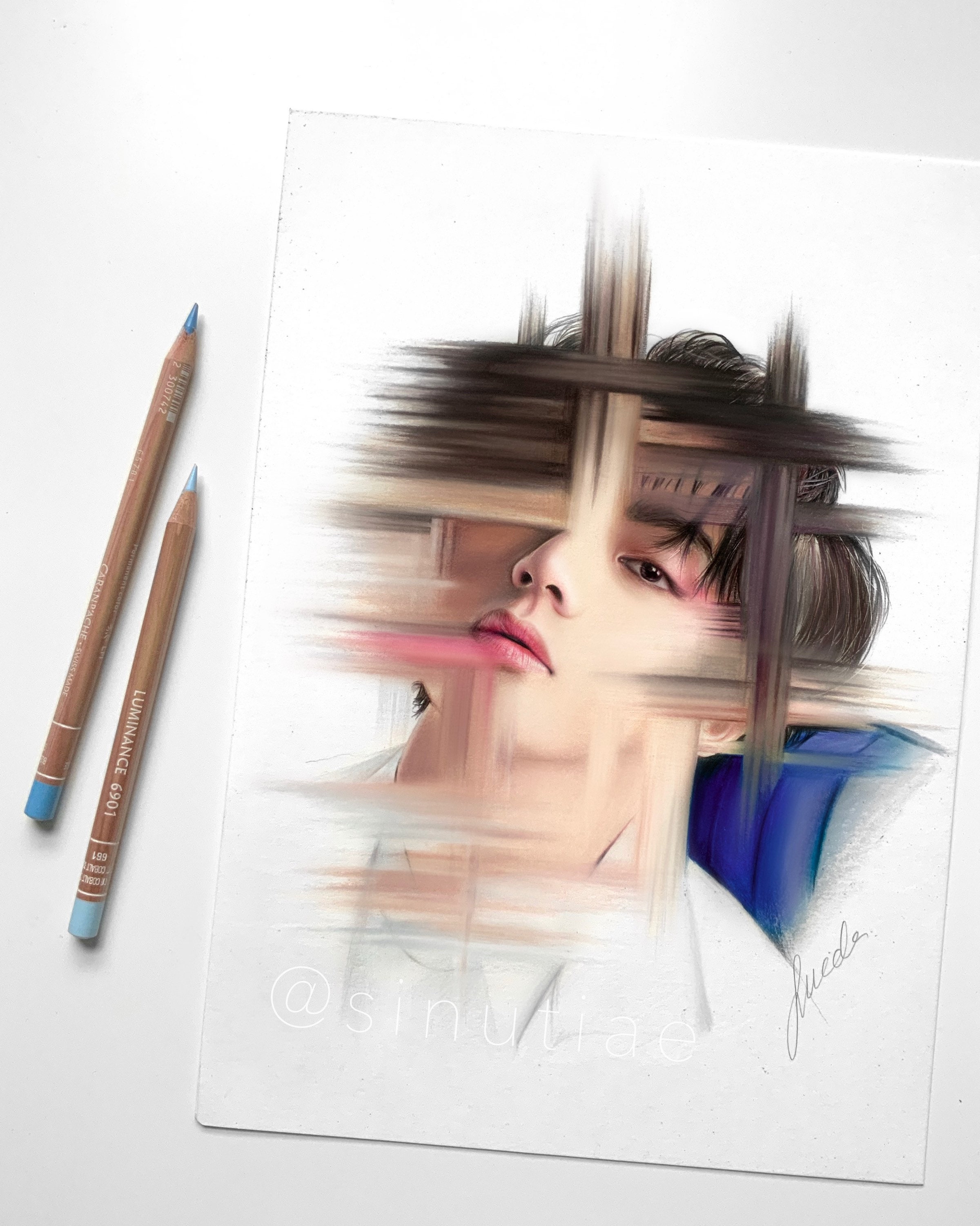 BTS V (Kim Taehyung) colored pencil drawing, BTS fan art Tote Bag