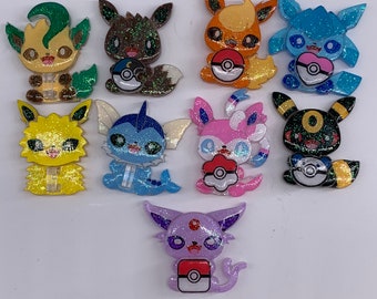 colgadores de teléfono de anime poke eeveelution, eeveelution, colgantes de teléfono, jolteon, flareon, umbreon, leafeon, sylveon, glaceon, espeon, vaporeon.