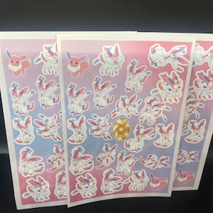 anime poke eeveelution Cute custom made vinyl waterproof sticker sheet of  Sylveon
