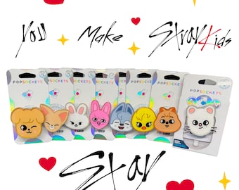 Portachiavi Stray Kids SKZoo, porta badge o PopSocket autentico – Merchandising Kpop / Wolf Chan, Leebit, Bbokari, Jiniret, Quokka, FoxI.Ny, Puppym