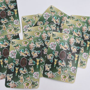 anime poke eeveelution Cute custom made vinyl waterproof sticker sheet of leafeon