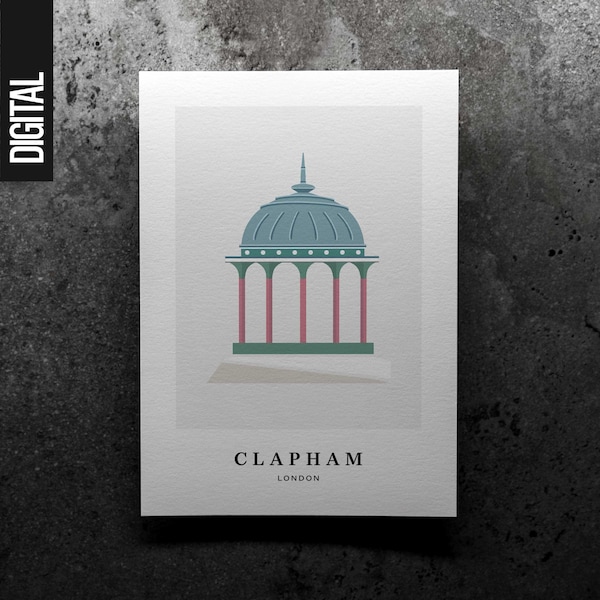 Clapham, London | Digital Travel Print | Clapham Bandstand | Printable Wall Art