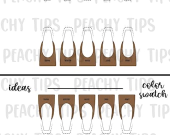 S4 Skin Tone Nail Design/Template | Printable/Downloadable Template | Nail Design Template Kit | Ballerina Stiletto Almond Square