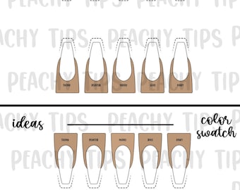S3 Skin Tone Nail Design Template/Printable | Printable/Downloadable Template | Nail Design Template Kit | Ballerina Stiletto Almond Square