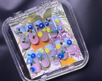 Blueberry Lemonade Press-on French Tips