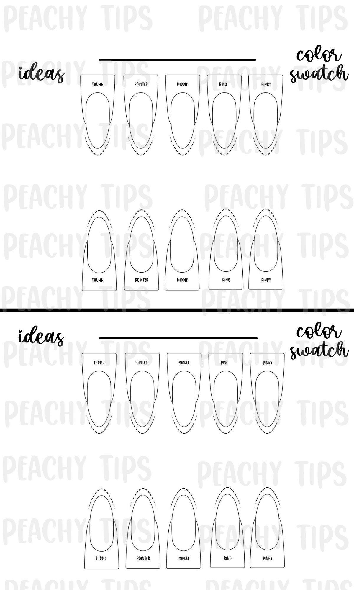 Nail Design Template Downloadable/printable Printable/downloadable Template Nail Design Template Kit Ballerina Stiletto Almond Square - Etsy