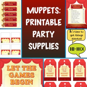 Puppet Party Decor Printables Bundle – birthday party decorations, photo props, & more – Instant Download