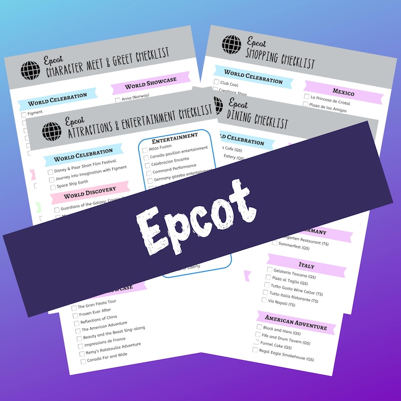 2026-2027 Disney World - Checklist Planner Printables, All 4 Parks ...