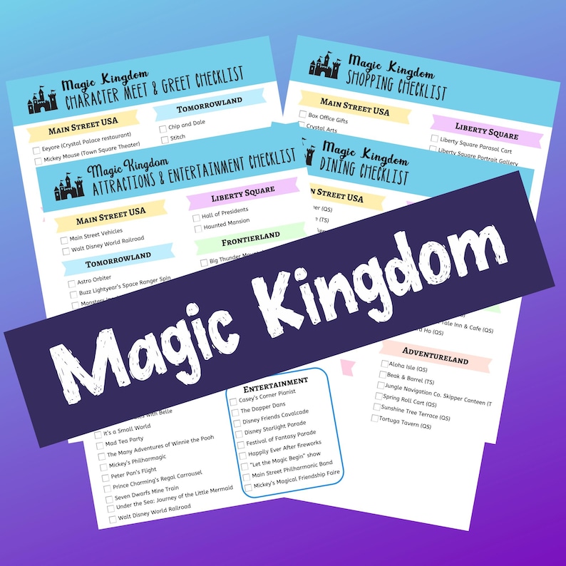 2026-2027 Disney World - Checklist Planner Printables, All 4 Parks ...