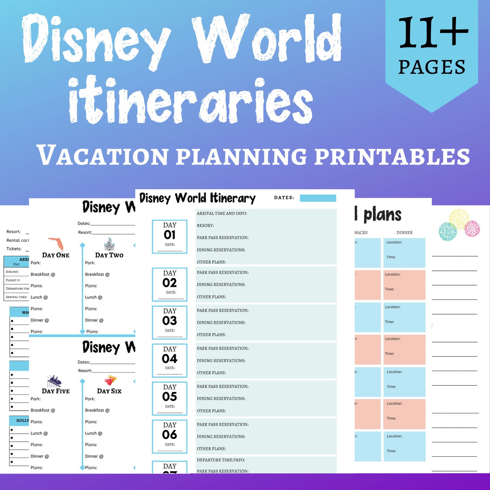 Disney World Daily Itinerary Printable Disney World Daily Itinerary Printable