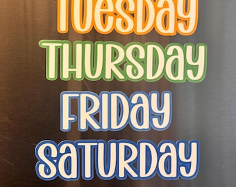 Colorful Days of the Week Magnets | Classroom Calendar Magnets | Whiteboard Planner Organization