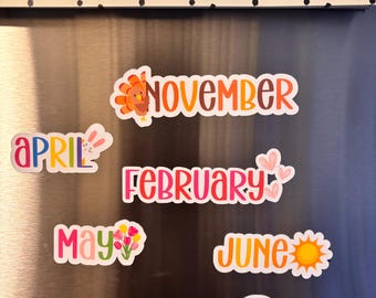 Colorful Monthly Whiteboard Magnets | Seasonal Calendar Magnets for Fridge, Classroom, or Home Organization