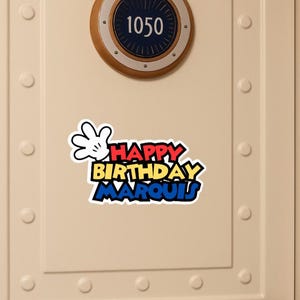 Aangepaste deurmagneet verjaardag cruise | Op Disney Cruise geïnspireerde verjaardagsdecoratie | Gepersonaliseerde Happy Birthday-magneet