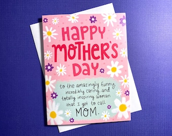 Madeliefje Moederdagkaart - Lucky I Call You Mom, love you mama cadeau