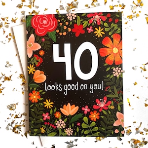 Cartão de aniversário de 40 anos, cartão de aniversário de 40 anos para mulheres, cartão de aniversário de 40 anos para ela, cartão de aniversário de 40 anos, presente de aniversário de 40 anos, presente de aniversário de 40 anos para mulheres