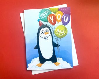 Penguin Birthday Card, Zoo Birthday, It’s your day,