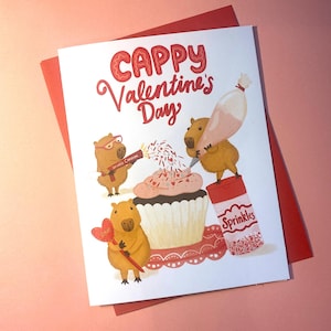 Capybara Valentinstag Karte, niedlich Wortspiel Valentinstag Karten, Hand gezeichnet Tier Valentinstag, illustrierte Karten, Capybara Karten, Punny Valentinstag Karte