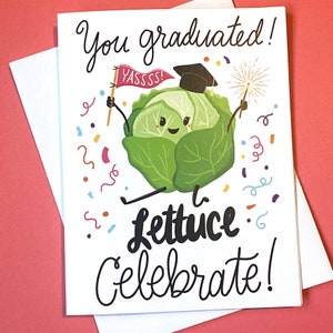 Tarjeta de graduación divertida, Celebración de lechuga, Feliz graduación 2025, Tarjetas de felicitaciones, Graduado de secundaria, Graduación de doctorado
