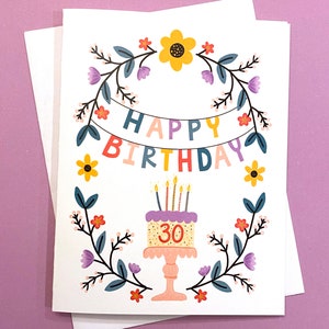 Carte du 30e anniversaire pour elle, carte du 30e anniversaire, carte de joyeux 30e anniversaire, jolie carte du 30e anniversaire pour fille, 30e anniversaire de la fille