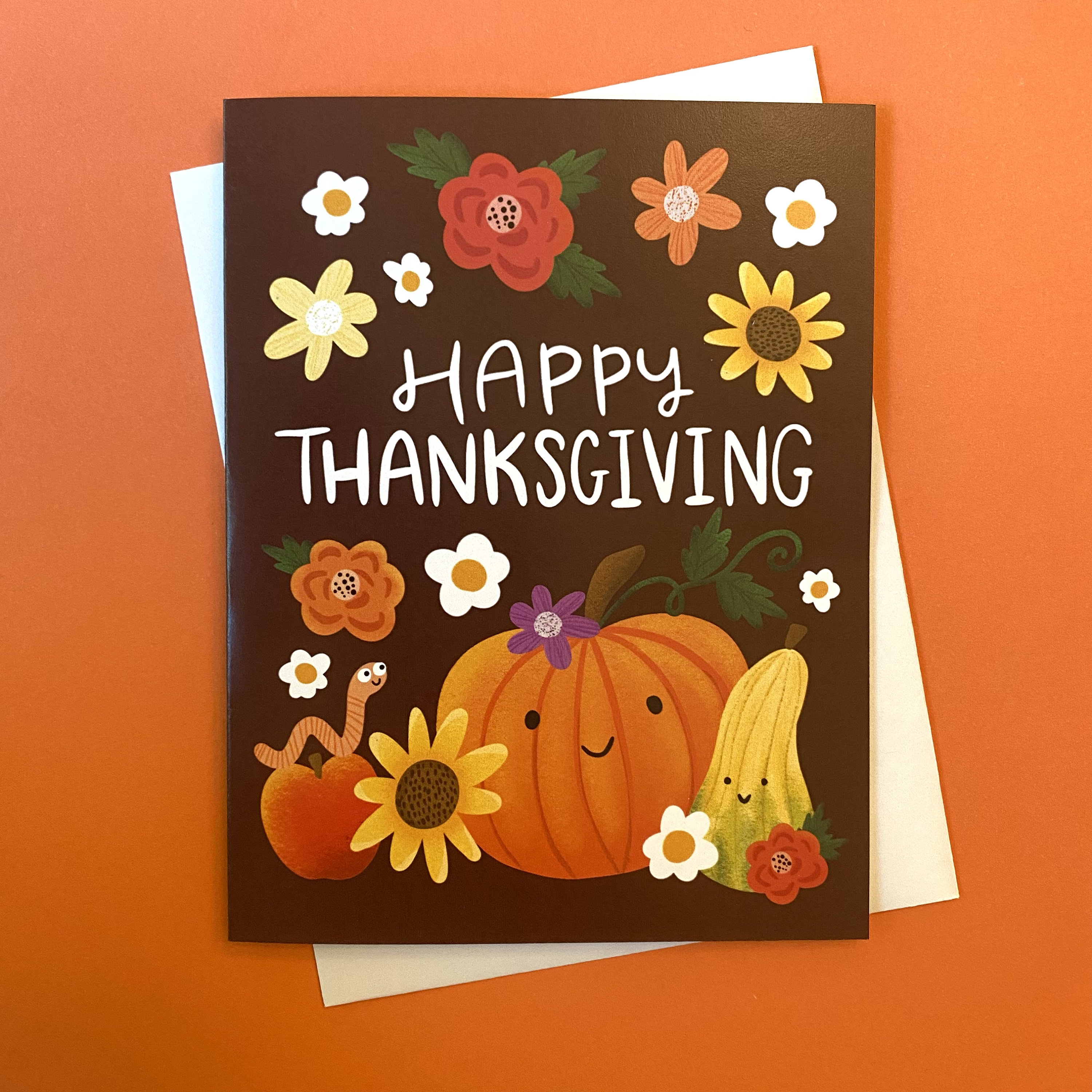 Thanksgiving Greeting Cards; Happy Pumpkin and Squash Illustration With  Autumn Flowers - Etsy, image size:3000x3000