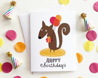 Squirrel Birthday Card, Funny Animal Birthday Gift