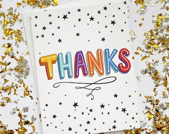 Colorful Thanks Cards, Thank you greeting card, appreciation gift