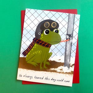 Carte de Noël drôle, carte de Noël grenouille, parodie d'une histoire de Noël, carte de vœux drôle, cadeau pour amoureux de la grenouille, jolies cartes de vœux, cadeau grenouille mignonne