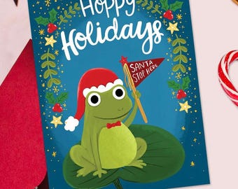 Funny Frog Christmas Card, Punny Holiday Card